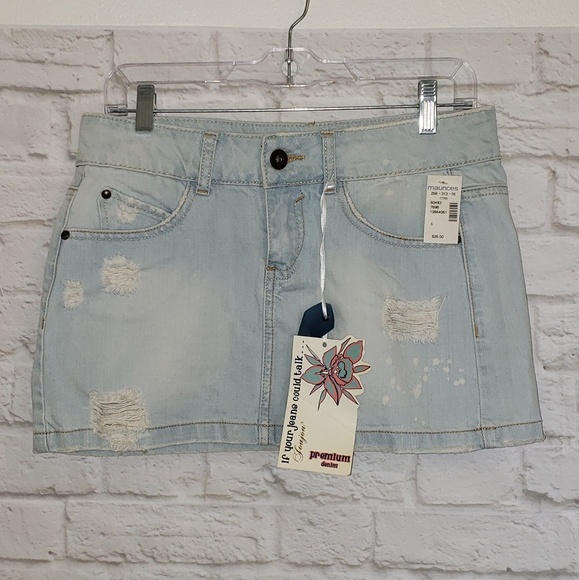 Jou Jou Dresses & Skirts - Jou Jou Denim Distressed Jean Skirt Size 5